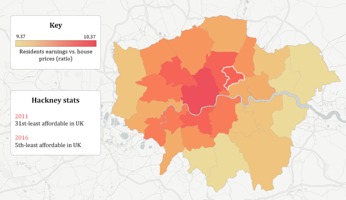 Heat map of London affordability