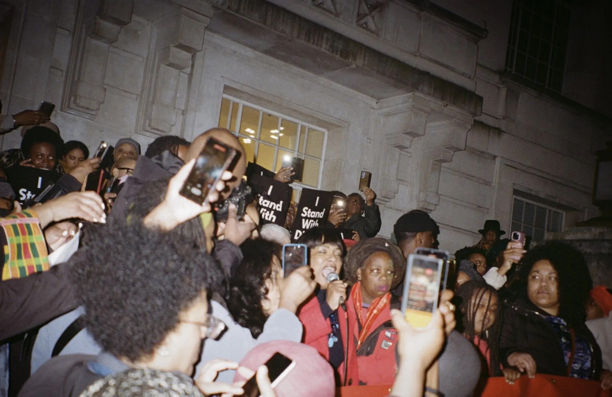 Diane Abbott talking at a rally