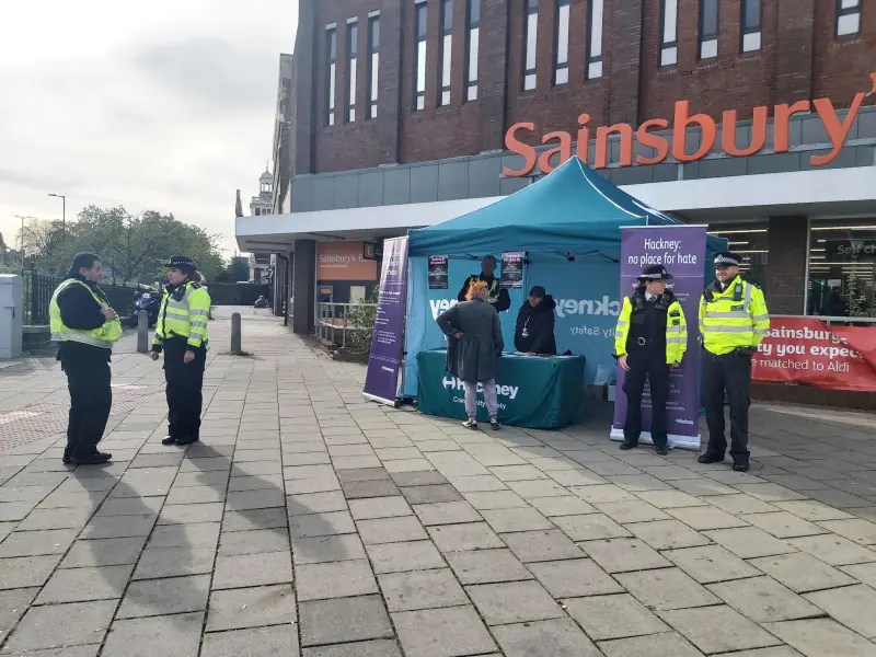 Council workers at pop-up Hate Crime Awareness stall in Hackney