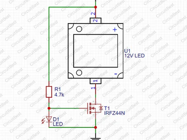 Simple Led Flasher Circuit With Irfz44n Mosfet Hackster Io