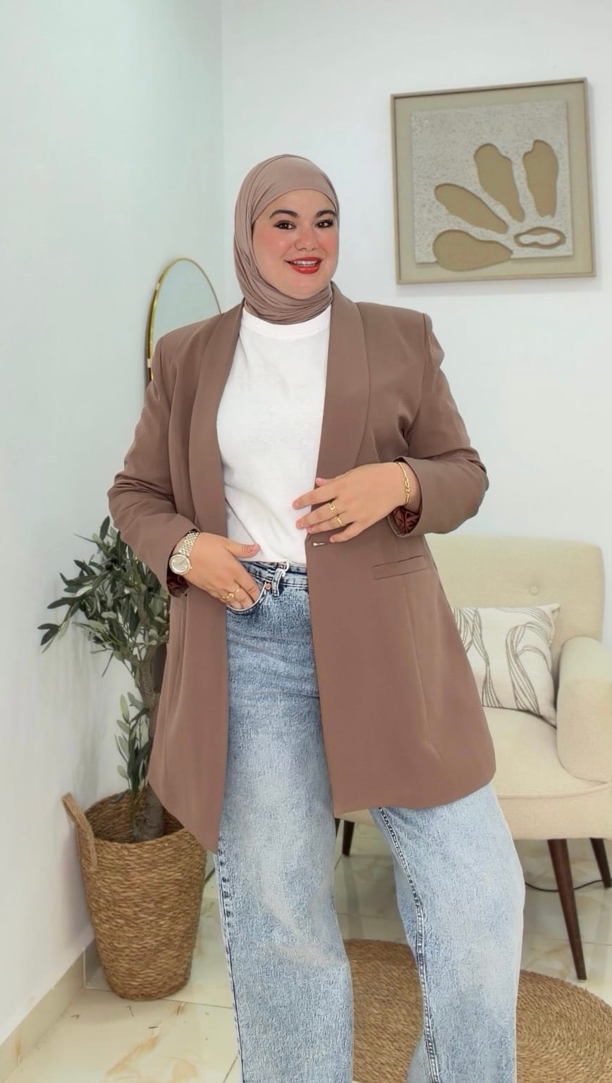 Blazer Essentiel Camel – Grande Taille