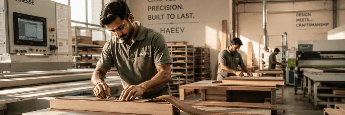 Artisan joinery and craftsmanship in modular kitchen manufacturing