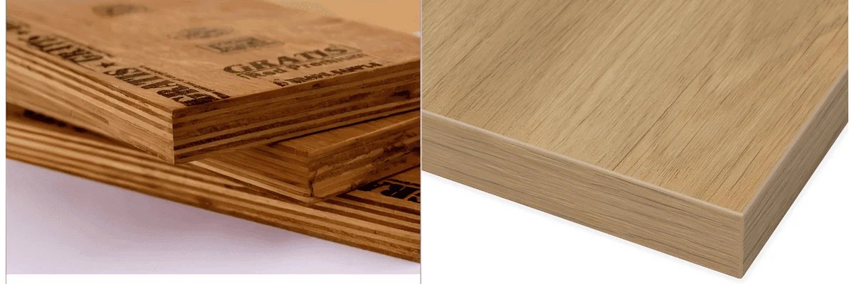 Close-up of BWP plywood carcass and veneer finish reflecting kitchen cabinet pricing quality