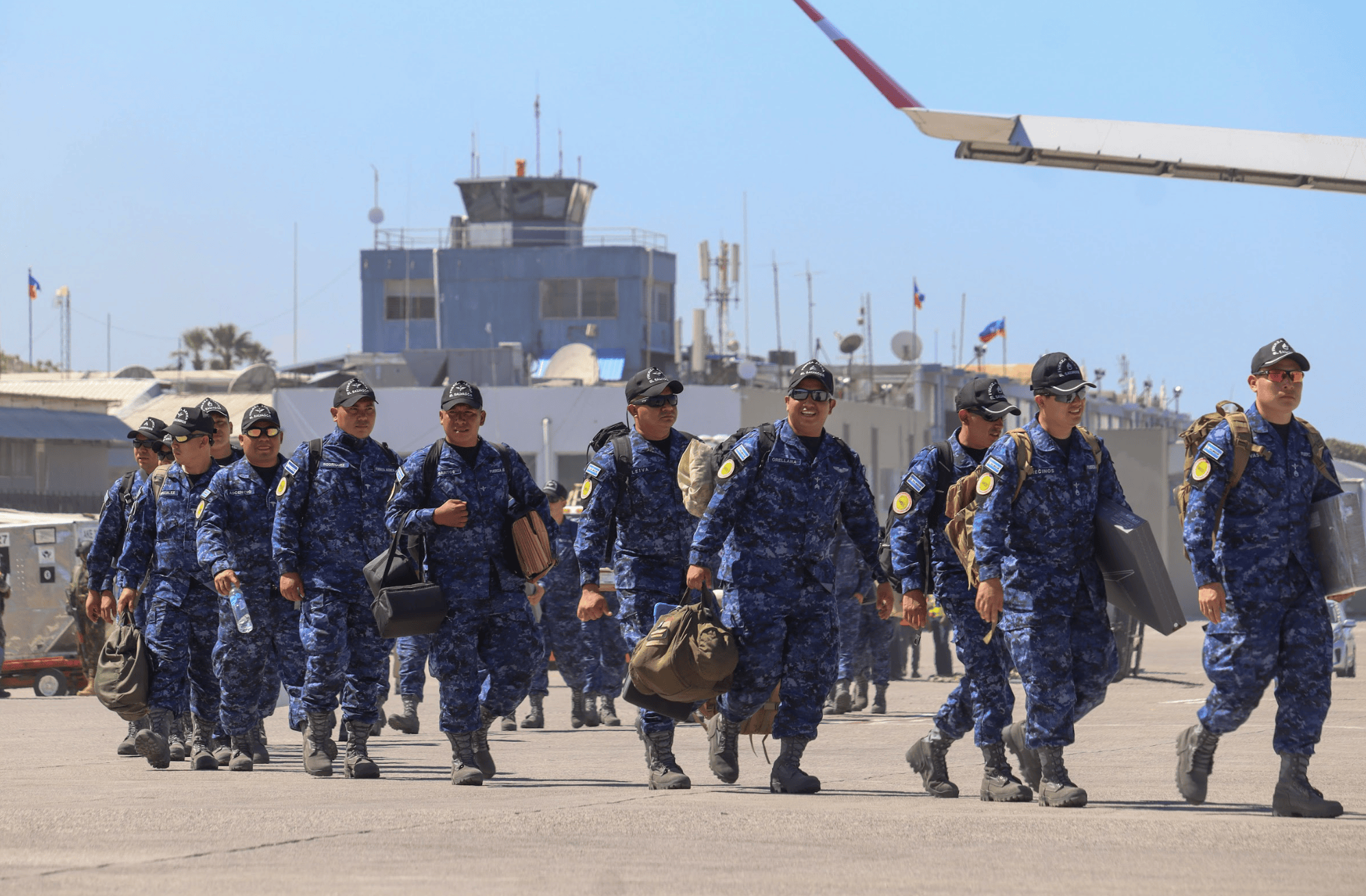 Salvadoran soldiers arriving at Toussaint Louverture International Airport on Tuesday, Feb. 4, 2025. Photo by Dieugo André for The Haitian Times