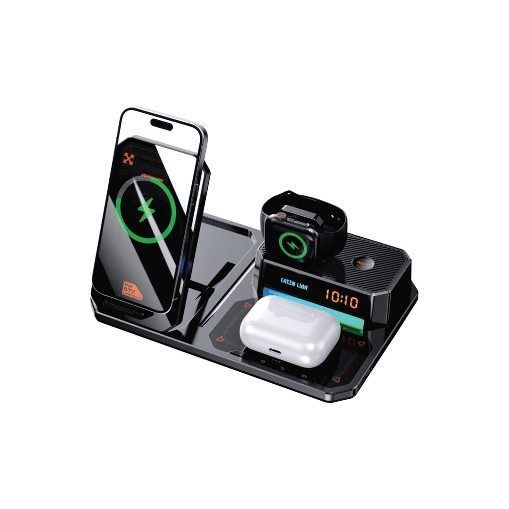 Green Lion 6 in 1 Multifunctional Wireless Charger – Black