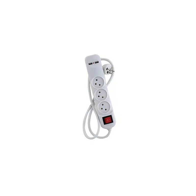 Luggar 1 + 3 + USB 2.1A X2 Power Strip