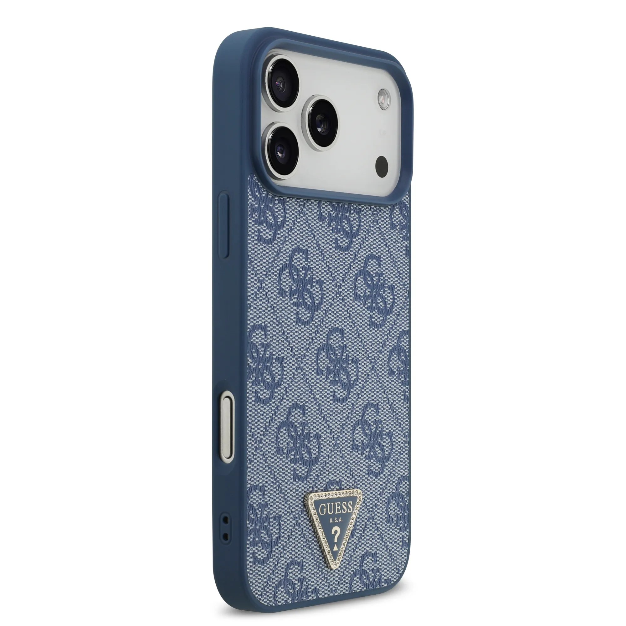 Guess Guess MagSafe 4G PU Leather Case With Triangle Logo For iPhone 17 Pro Max – Blue