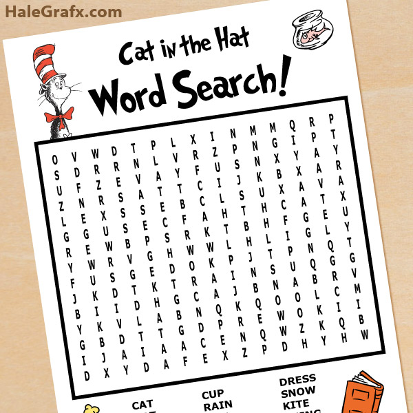 free printable cat in the hat word search
