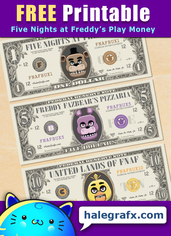 free printable five nights at freddys play money