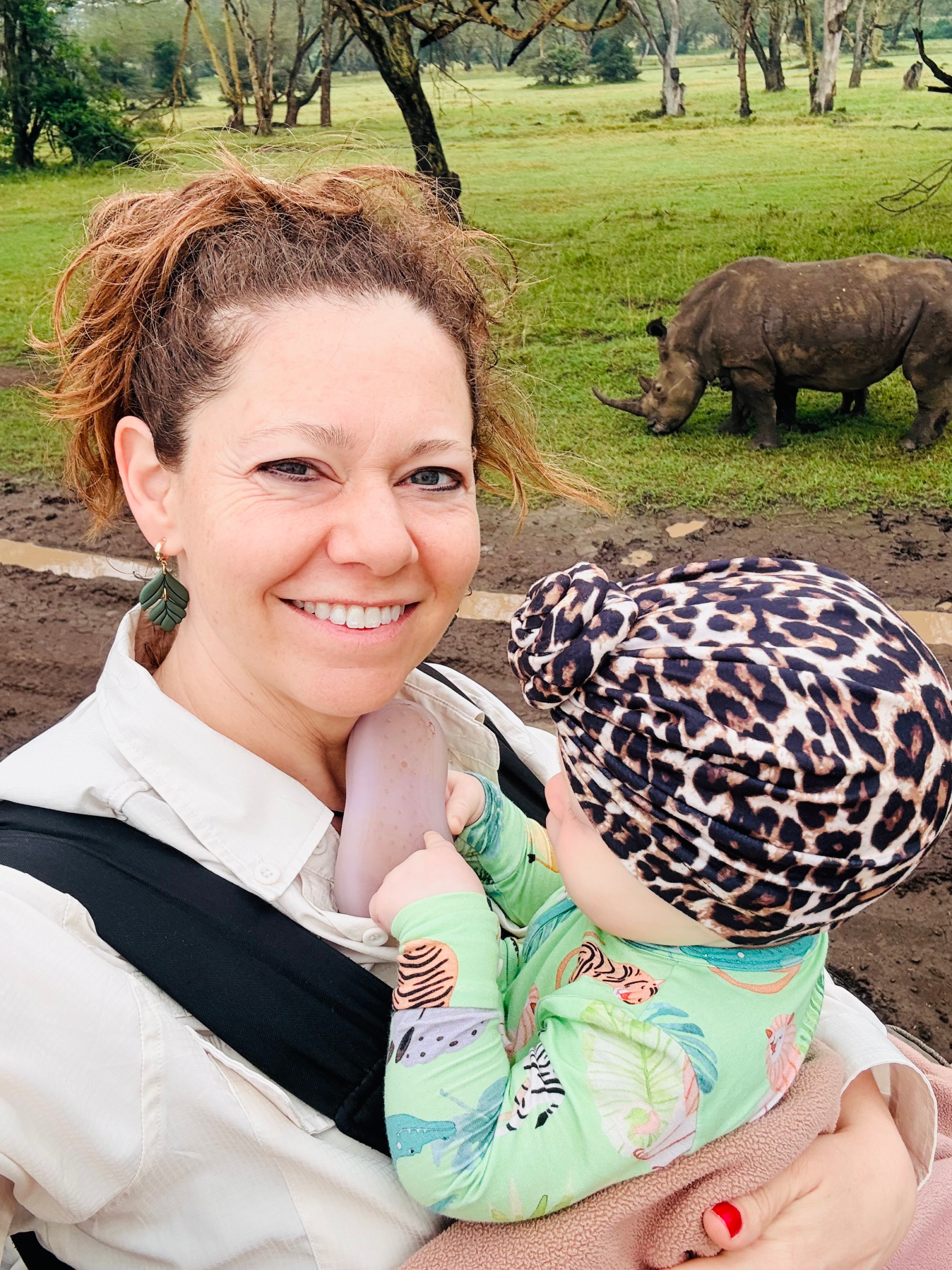 Mom, baby, and rhino