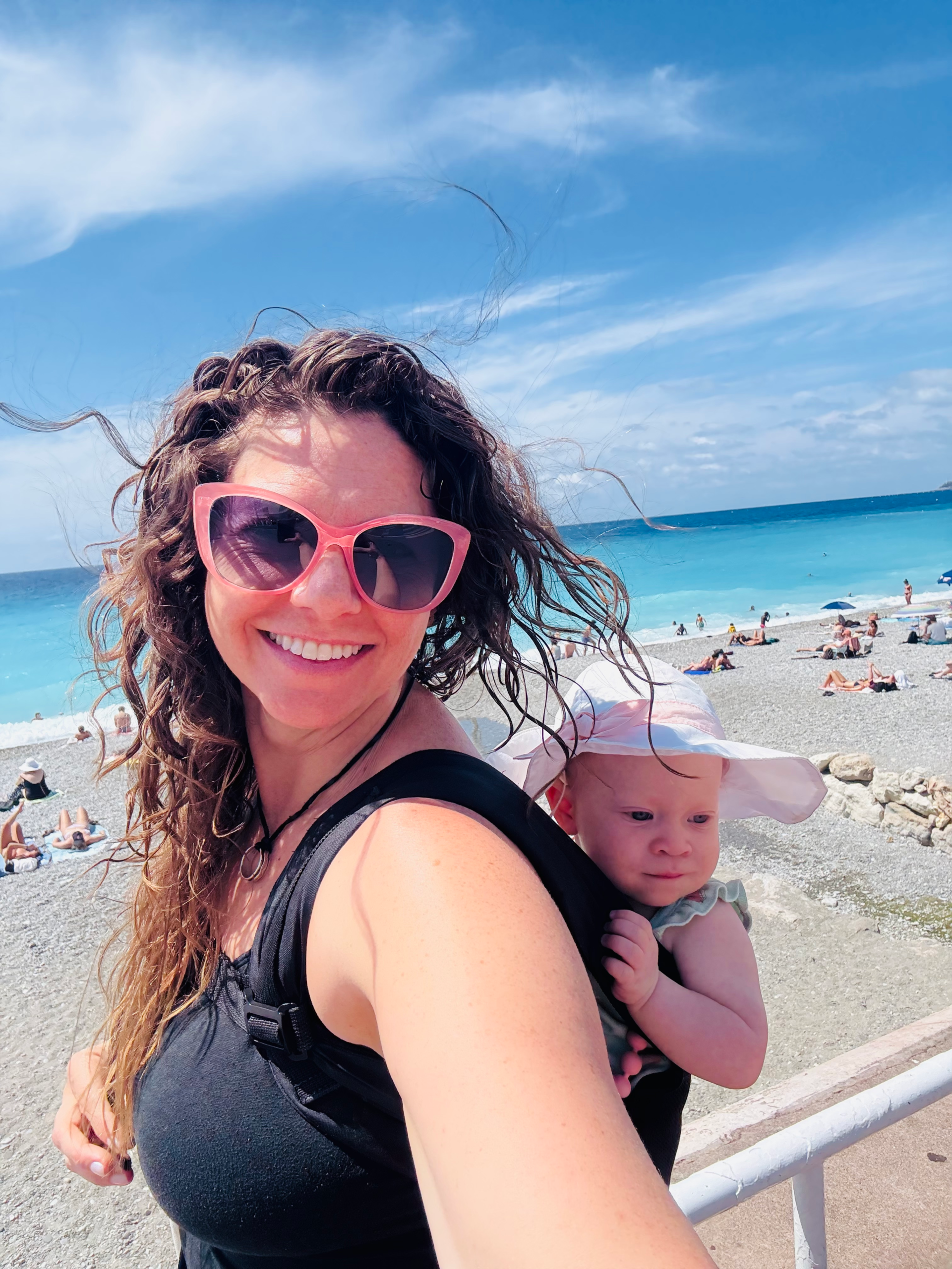 Baby in a carrier in Nice