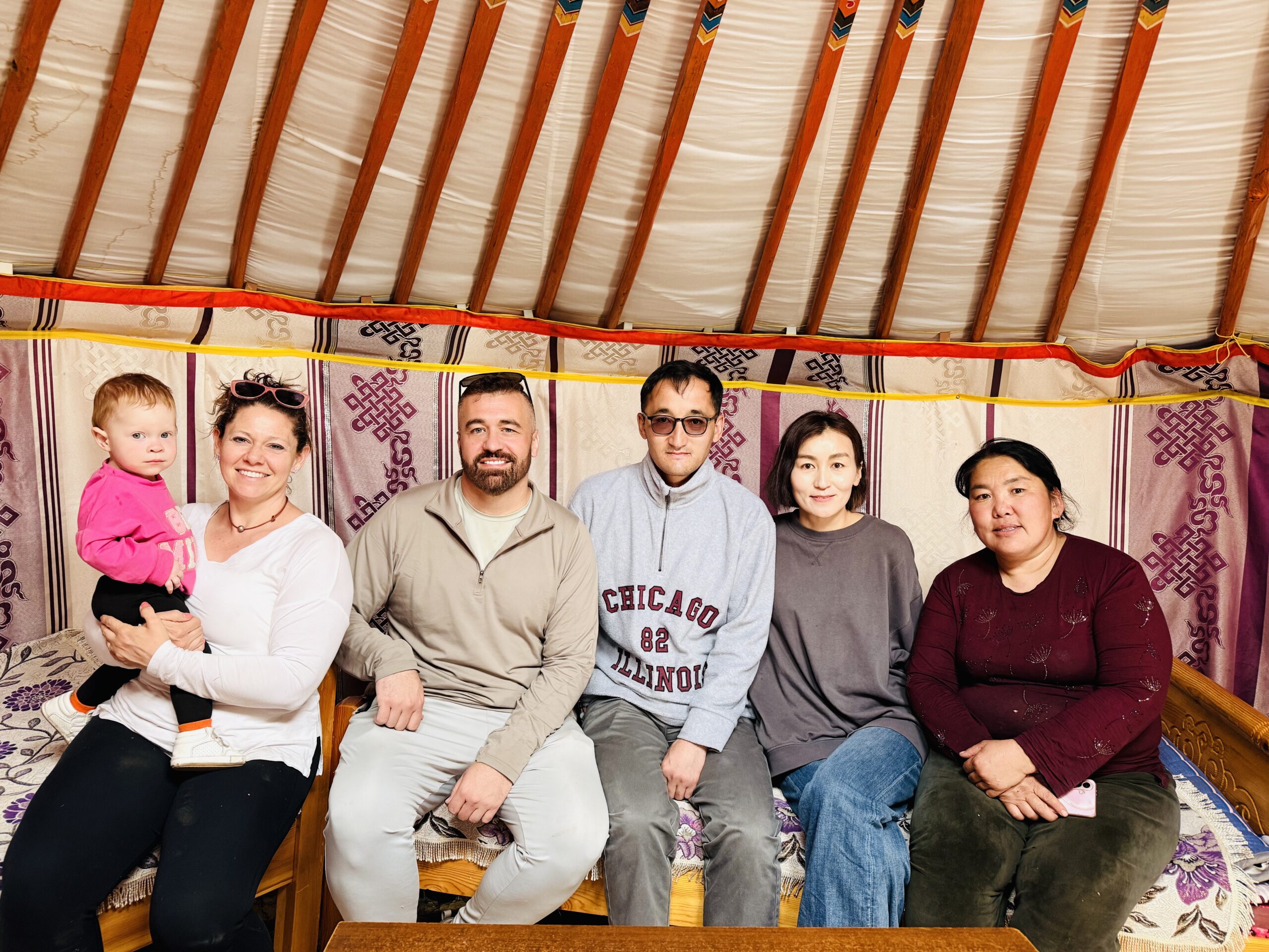 Group photo inside a Ger, or Yurt