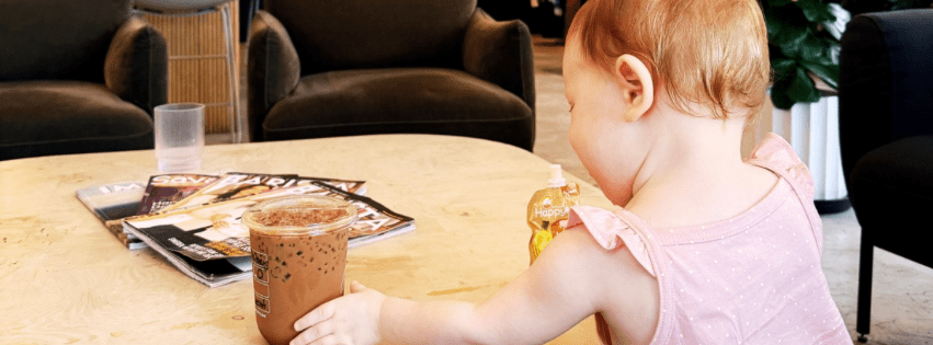 Baby at a coffee shop in Savannah
