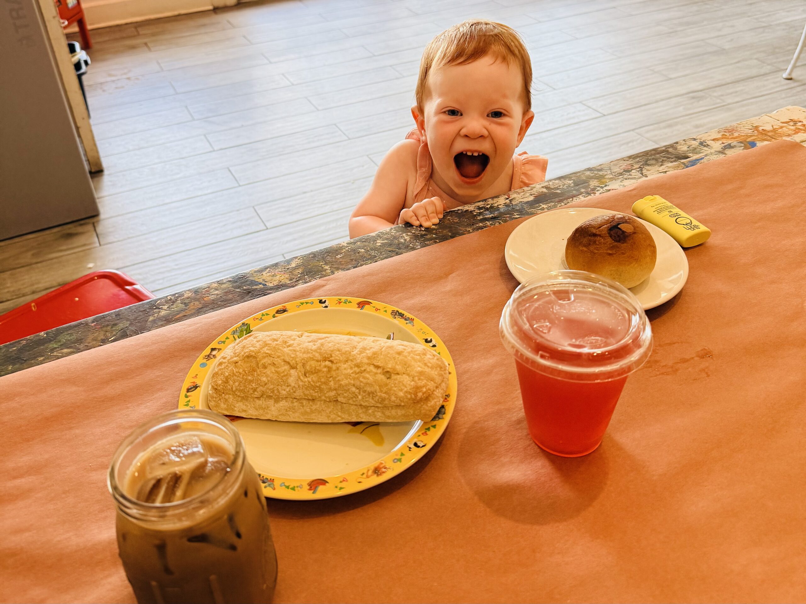Baby at a coffee shop