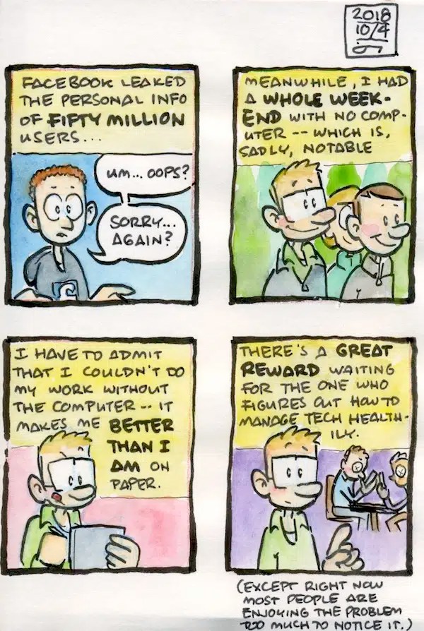 comic: birthday without technology