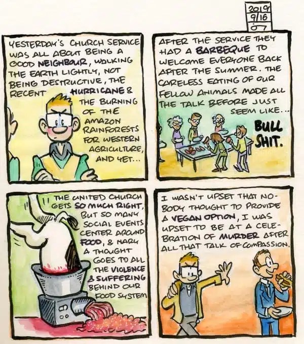 comic: they keep serving meat at church