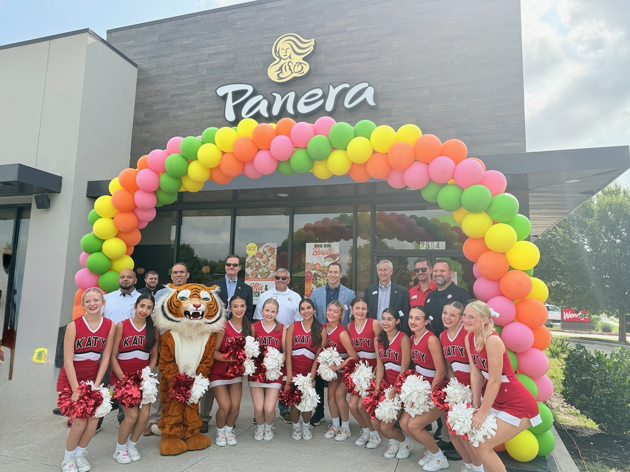 Katy Bengals Cheer at Katy Panera ribbon cutting