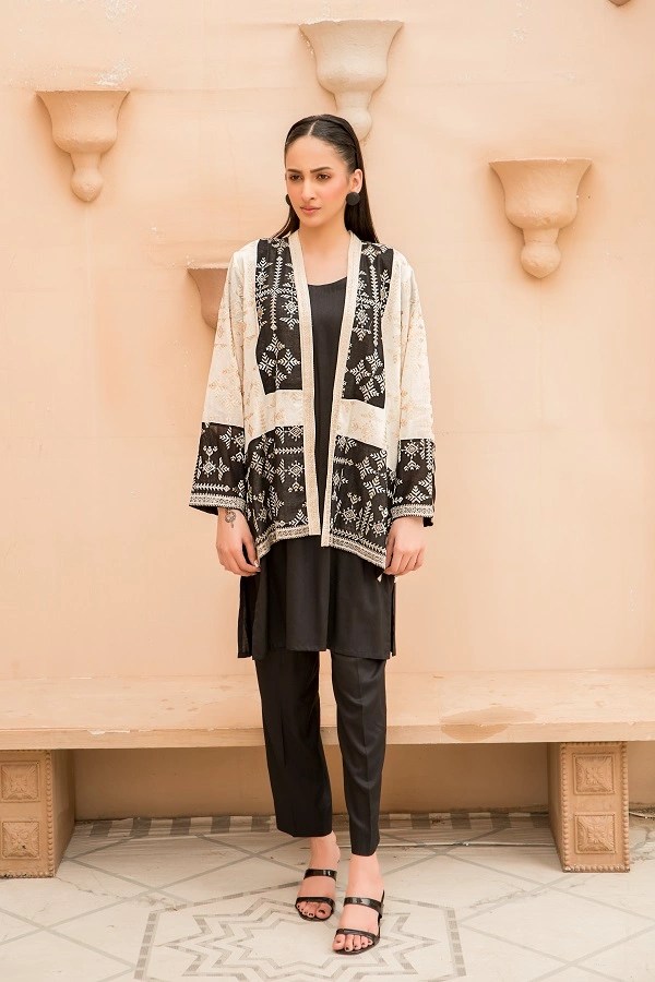 Embroidered Shrug with 2 Piece Inner Dress
