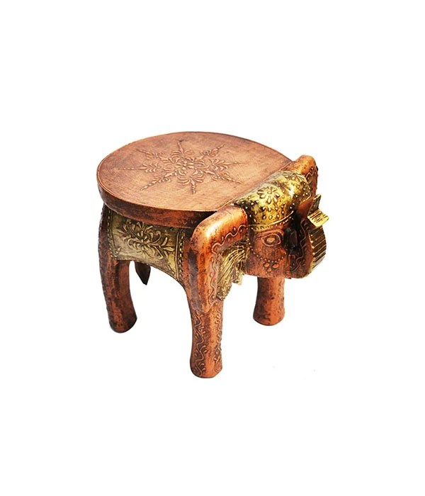 Wooden Side Table 8 Inch Height Elephant Design Handicraft Junction