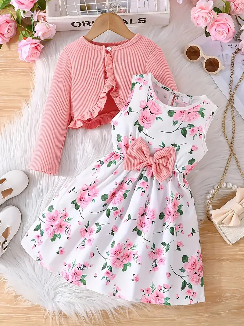 Pink flower dress front