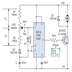 Pulse Width Modulation Circuit For Dc Motor Control - Circuit Diagram