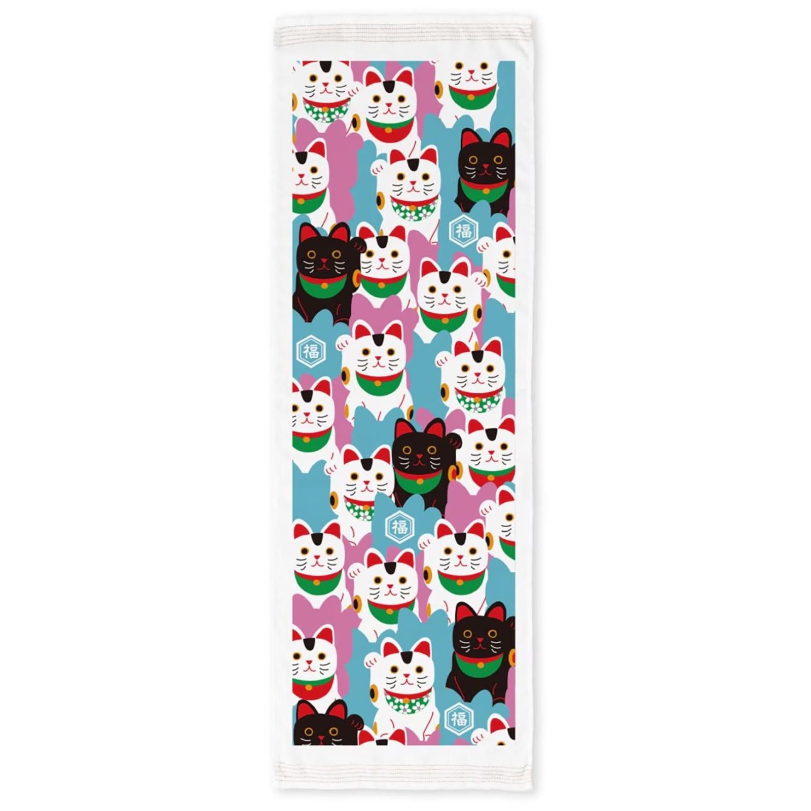Set of 2 Japanese Cotton Terry Cloth Multi-Purpose Tenugui Towels: Maneki / Kotowaza