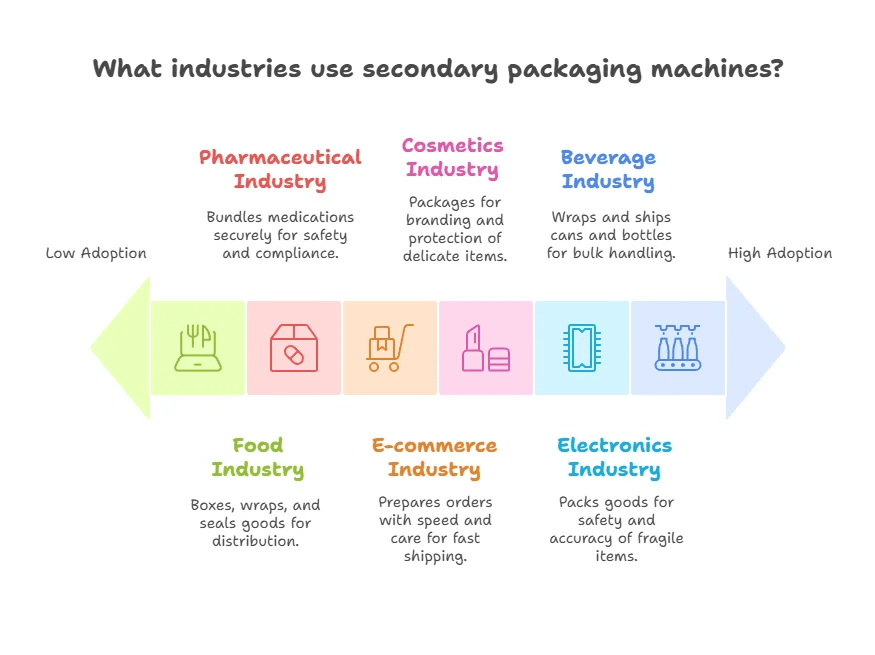 What industries using secondary packaging machines