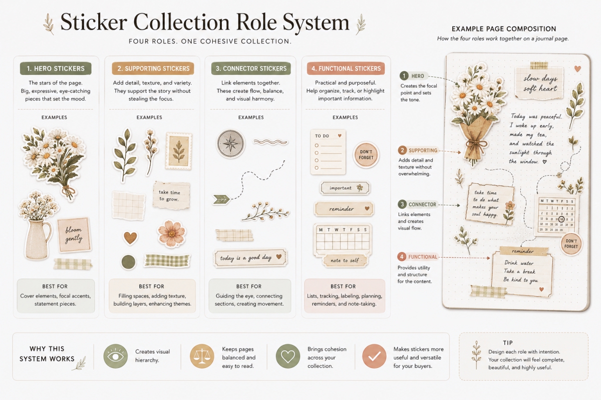 Sticker Design Ideas For Journals Packaging And Digital Shops 7 Sticker Collection Role System