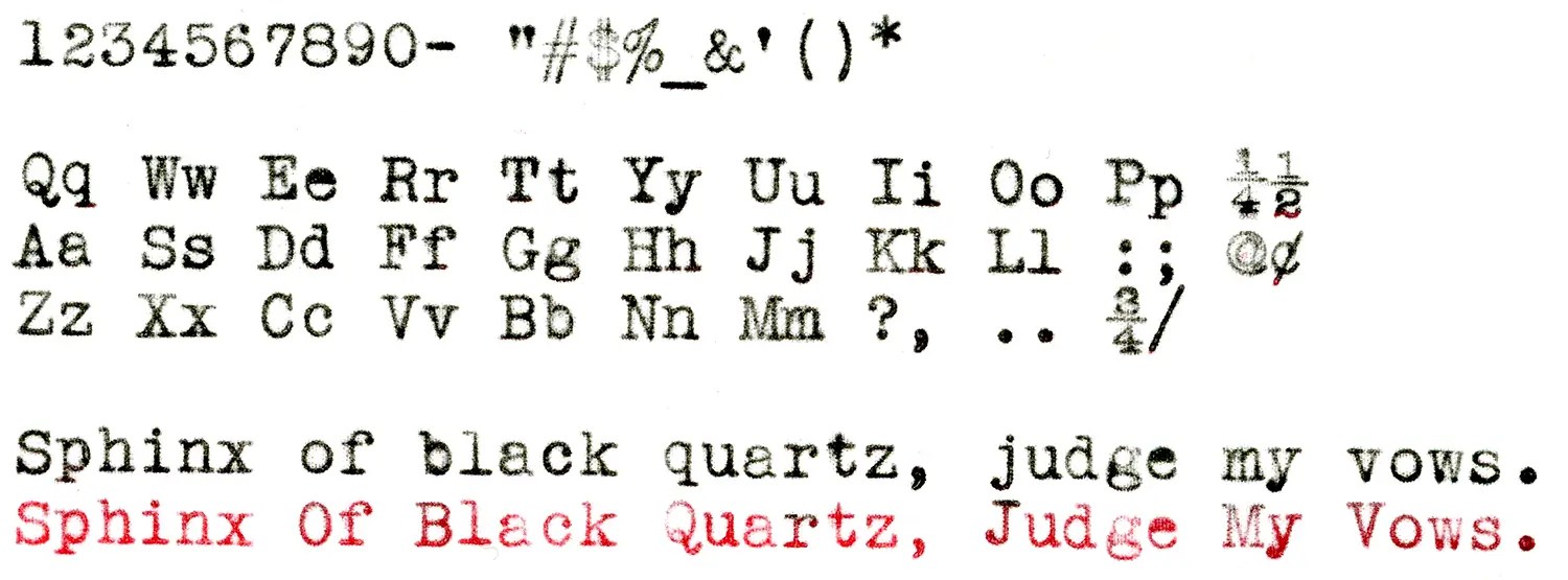 Type specimen for Underwood No 5