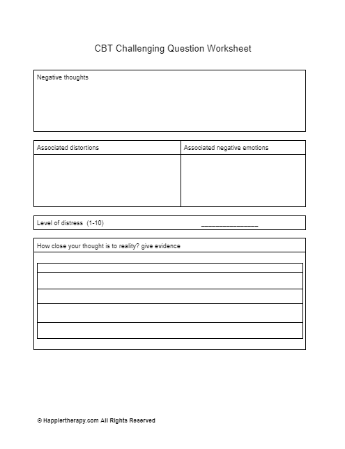 Cbt challenging questions worksheet