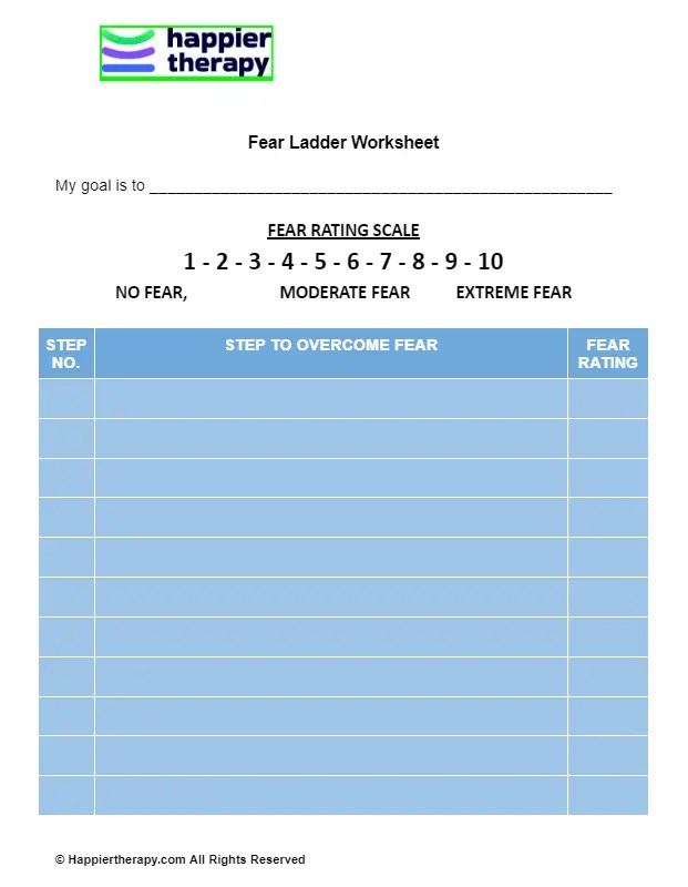 Fear ladder worksheet