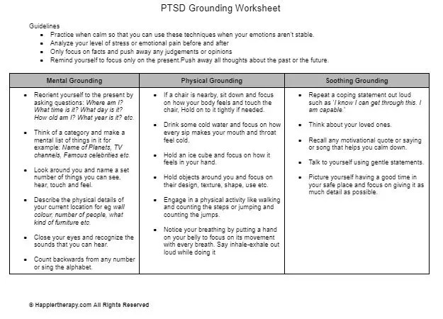 Ptsd c & p exam worksheet