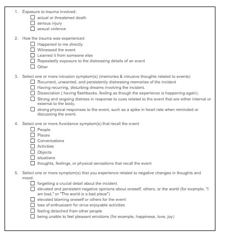 Ptsd exam worksheet