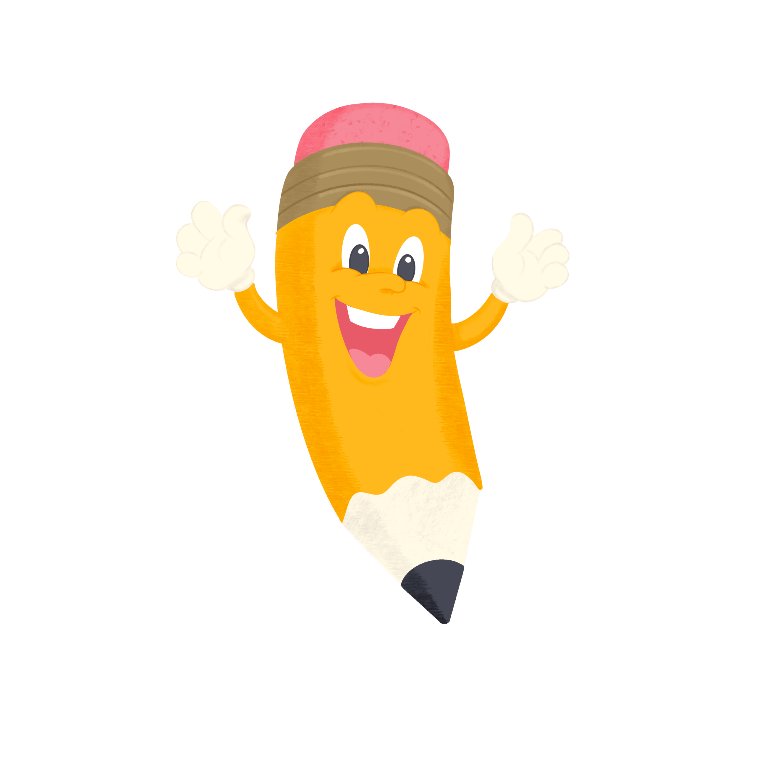 Illustrated pencil character