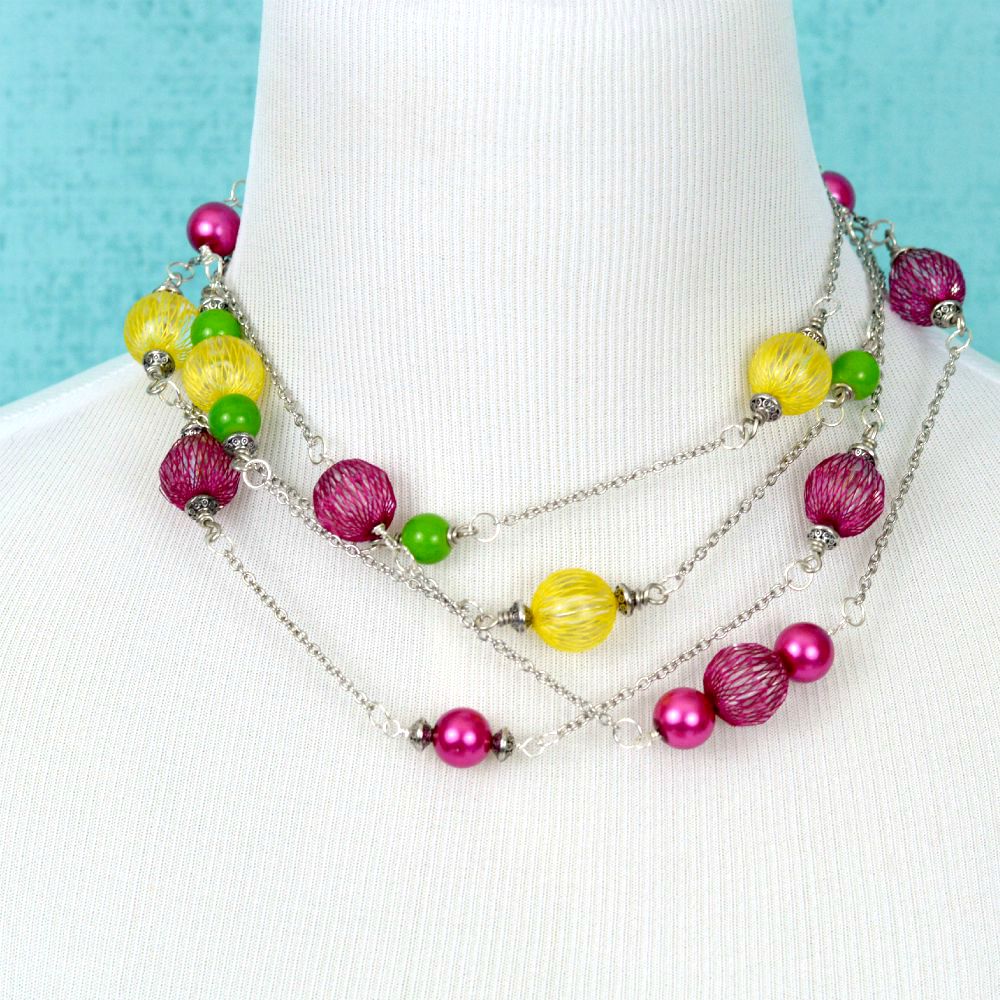 Bright diy beaded necklace