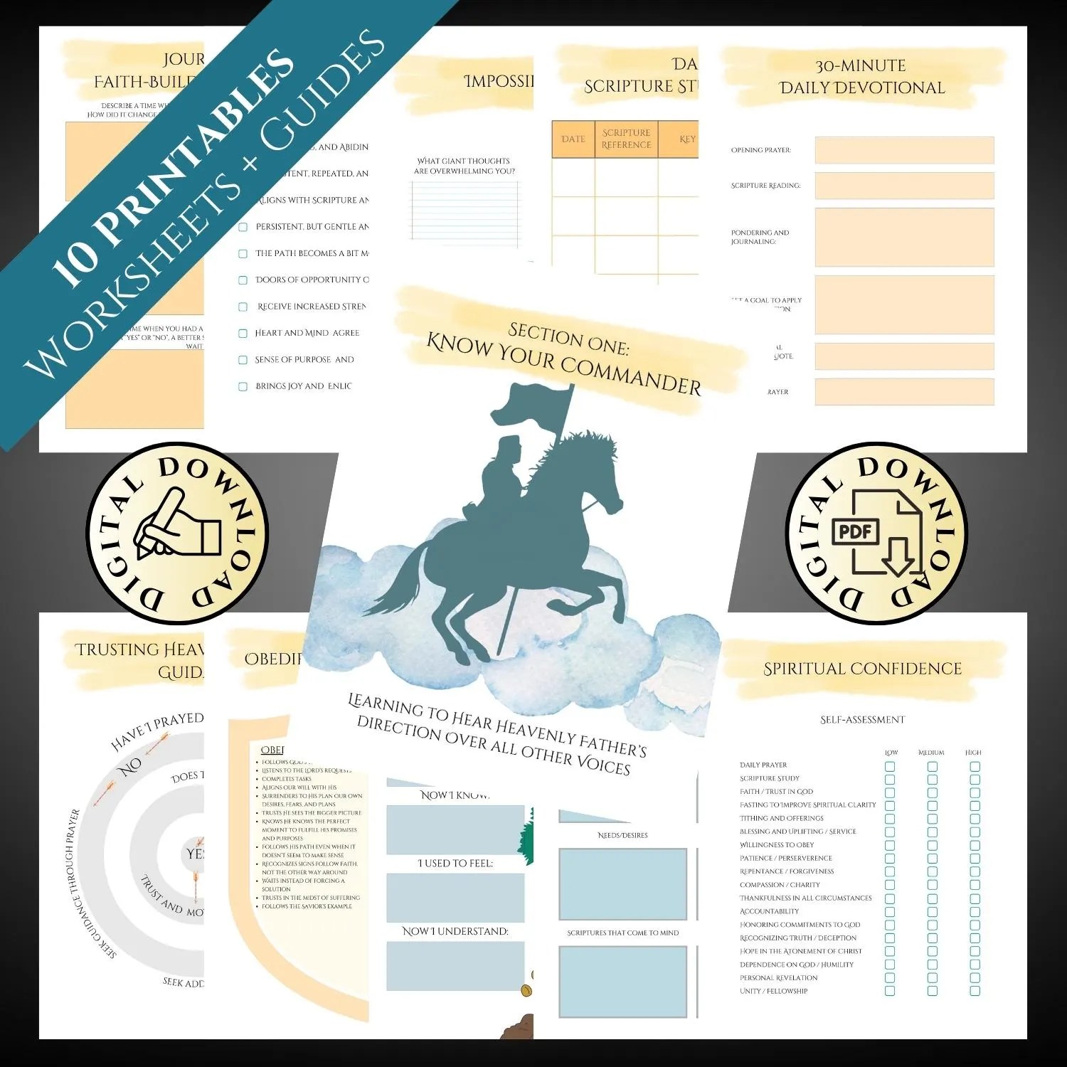 Digital Download Bundle: Spiritual Growth Tracker, Prayer Journal, Bible Study Guide
