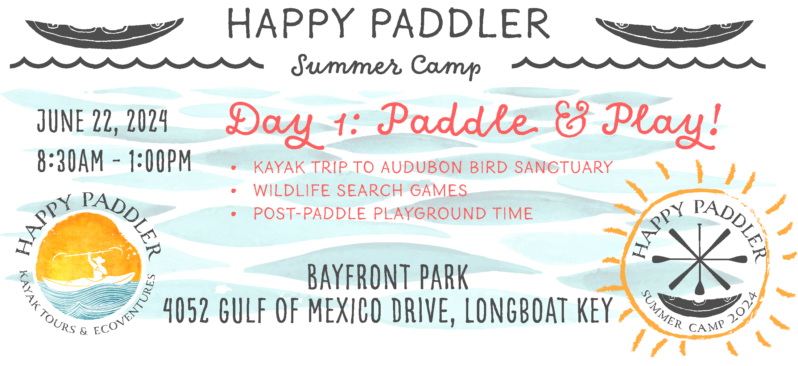 Happy Paddler Summer Cam Day 1 schedule