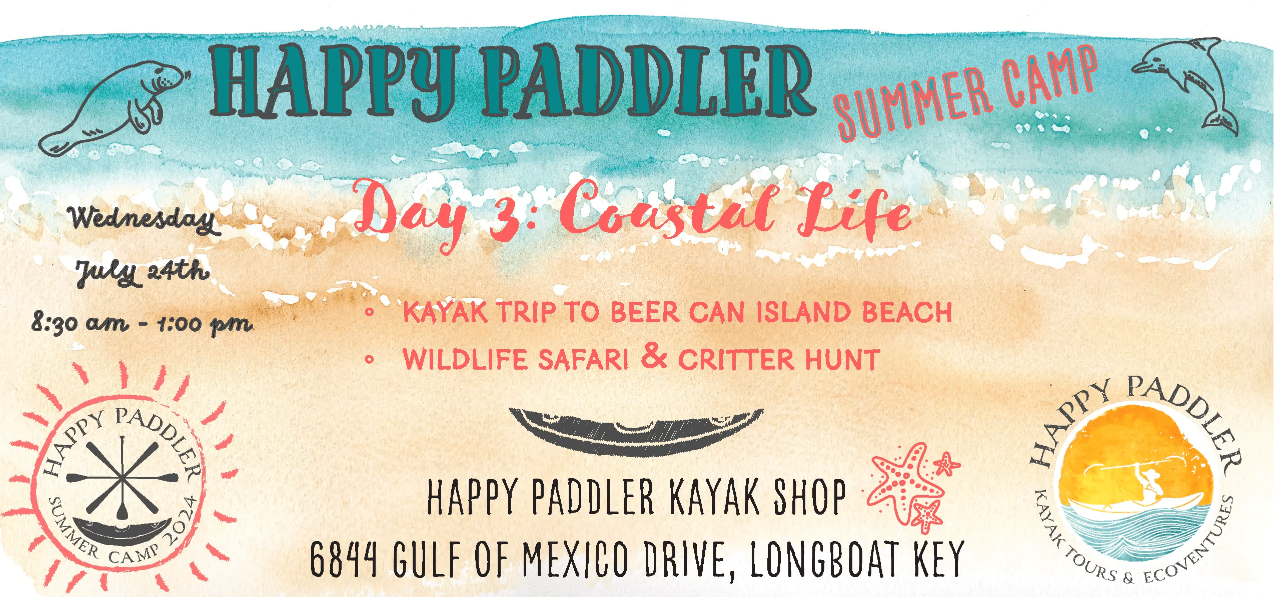 Happy Paddler Summer Camp activities for Day 3 kayaking with coastal wildlife