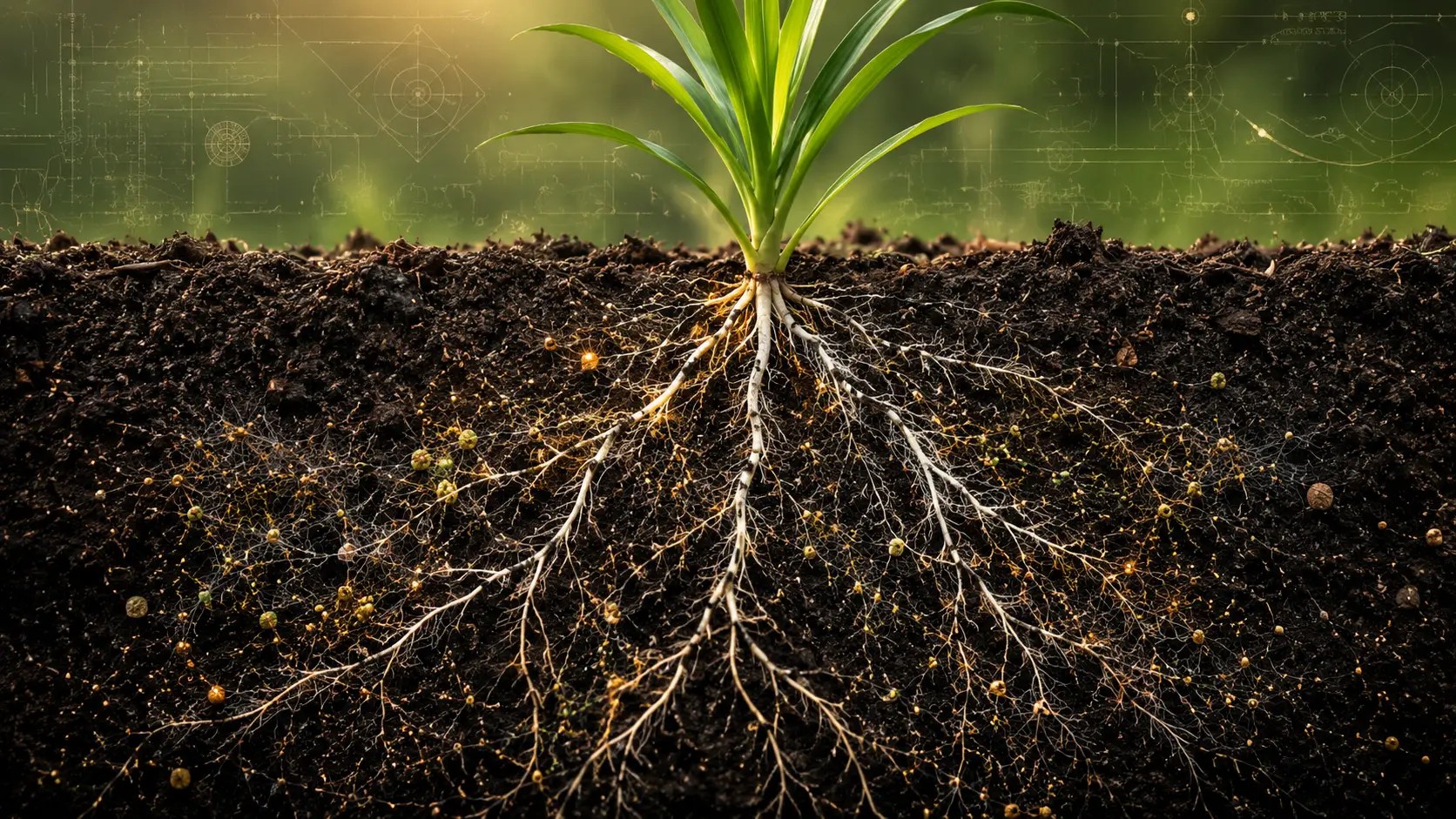 Healthy soil and root-zone biology representing the patented technology behind Happy Soils