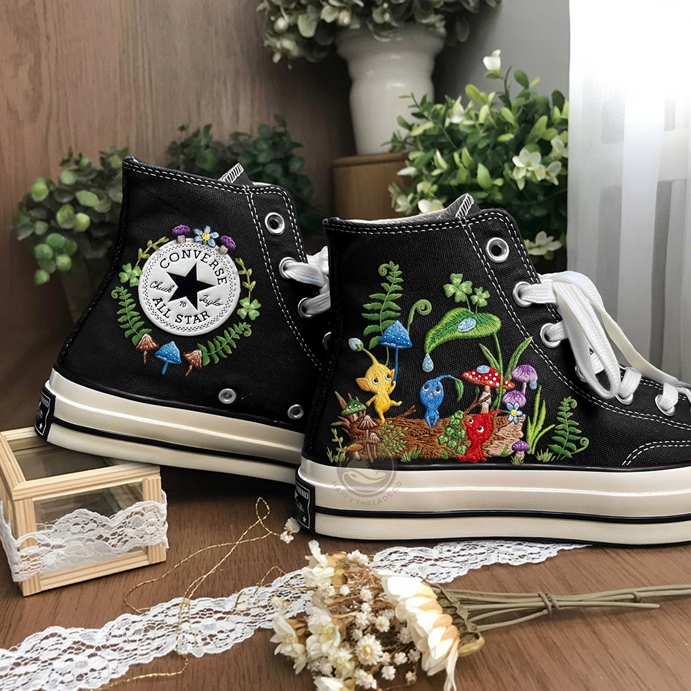 Pikmin Embroidered Converse, Custom Nintendo Game Characters High Tops Converse - Image 3