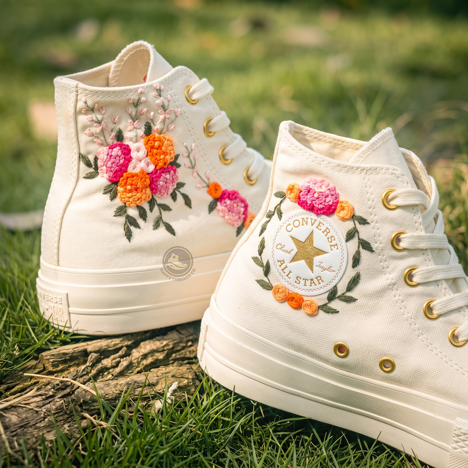Wedding Rose Converse, Hand Embroidered Bridal Floral Sneakers - Image 4