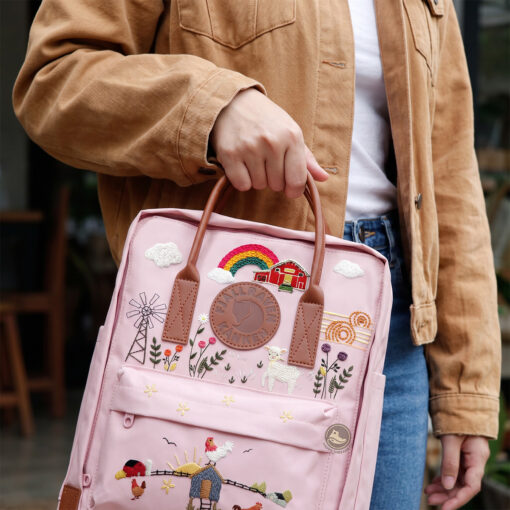 Farm Life Kanken Backpack, Embroidered Windmill & Farm Animal Rucksack