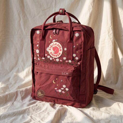 Daisy & Clover Kanken Backpack, Moonlit Floral Embroidered Rucksack