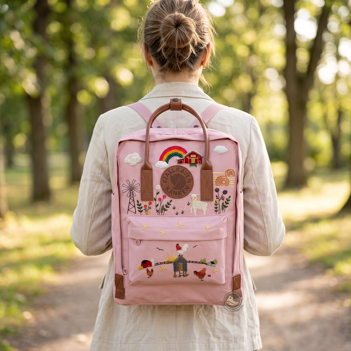 Farm Life Kanken Backpack, Embroidered Windmill & Farm Animal Rucksack - Image 3