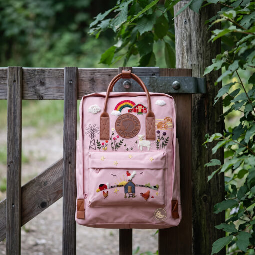Farm Life Kanken Backpack, Embroidered Windmill & Farm Animal Rucksack