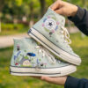 Totoro Studio Ghibli Converse, Hand Embroidered Forest Garden Converse High Tops