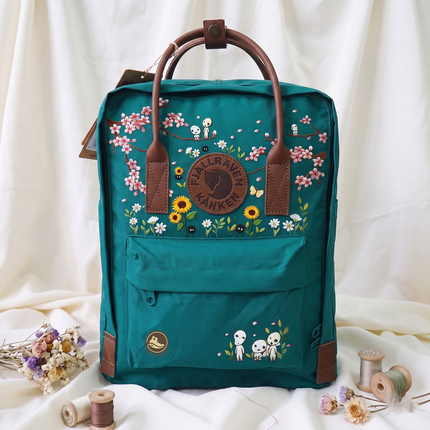 Kodama & Soot Sprite Kanken Backpack, Woodland Floral Anime School Bag