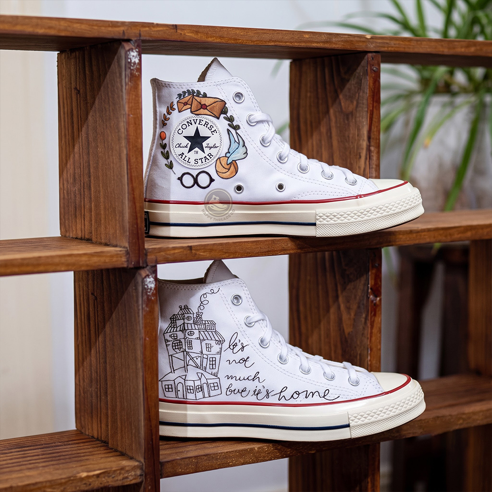 Weasley Home Converse, Hand Embroidered Wizarding World High Tops
