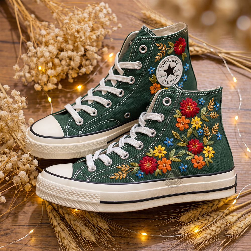 Wildflower Converse, Hand Embroidered Floral Garden High Tops - Image 2