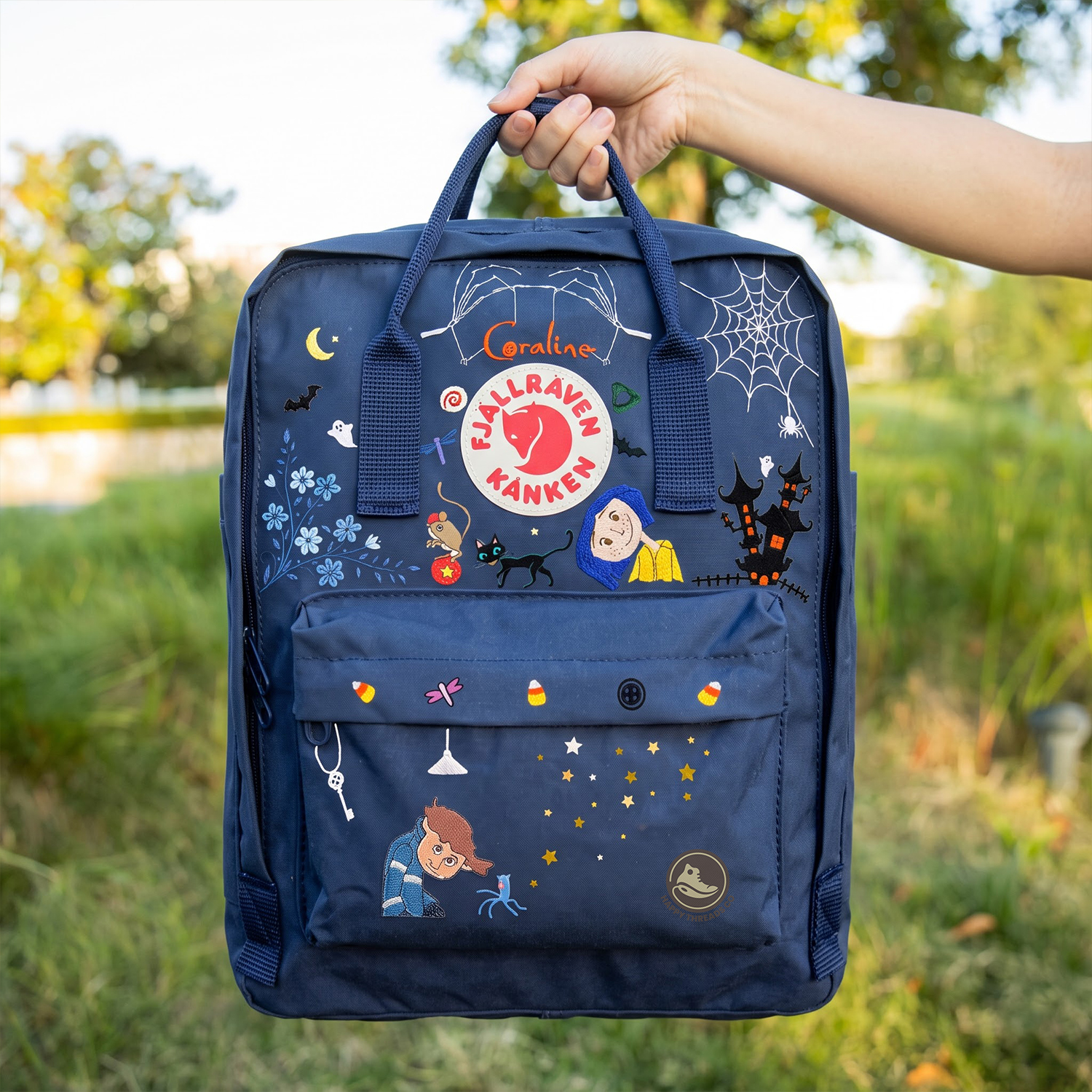 Coraline Kanken Backpack, Custom Embroidered Halloween Character Bag